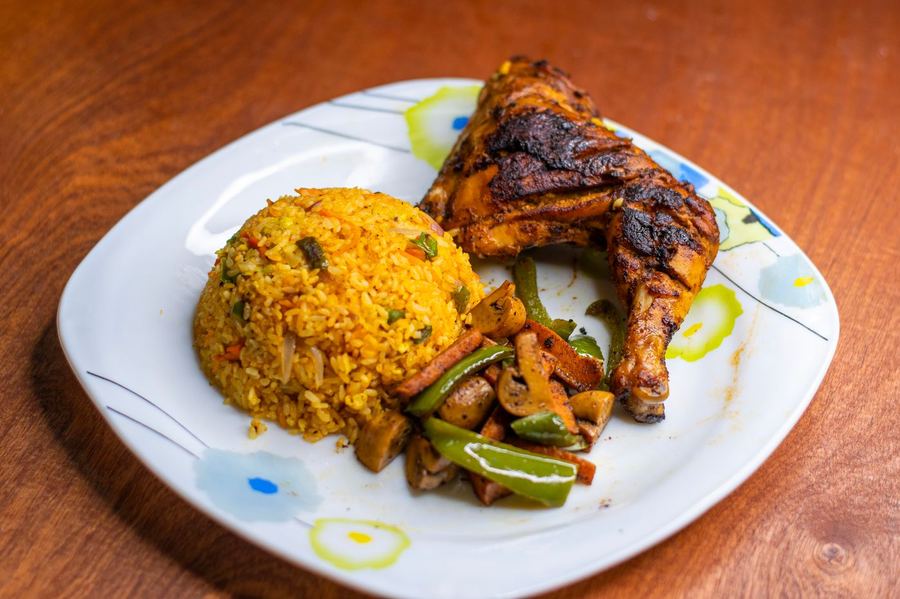 Jollof with grilled chicken